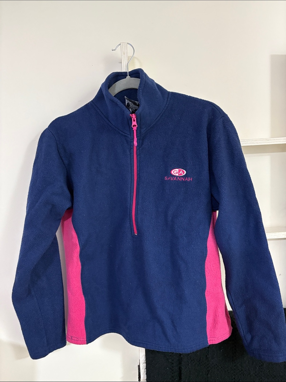 Savannah Navy & Pink Quarter-Zip Fleece Pullover